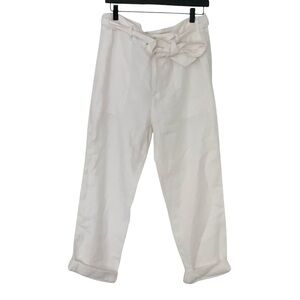 NWT Lauren Ralph Lauren Size 8 White Linen Cropped Baggy Casual Summer Pants